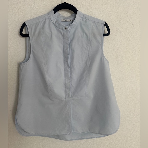 MM Lafleur Tops - MM LAFLEUR baby blue sleeveless 100% cotton blouse M